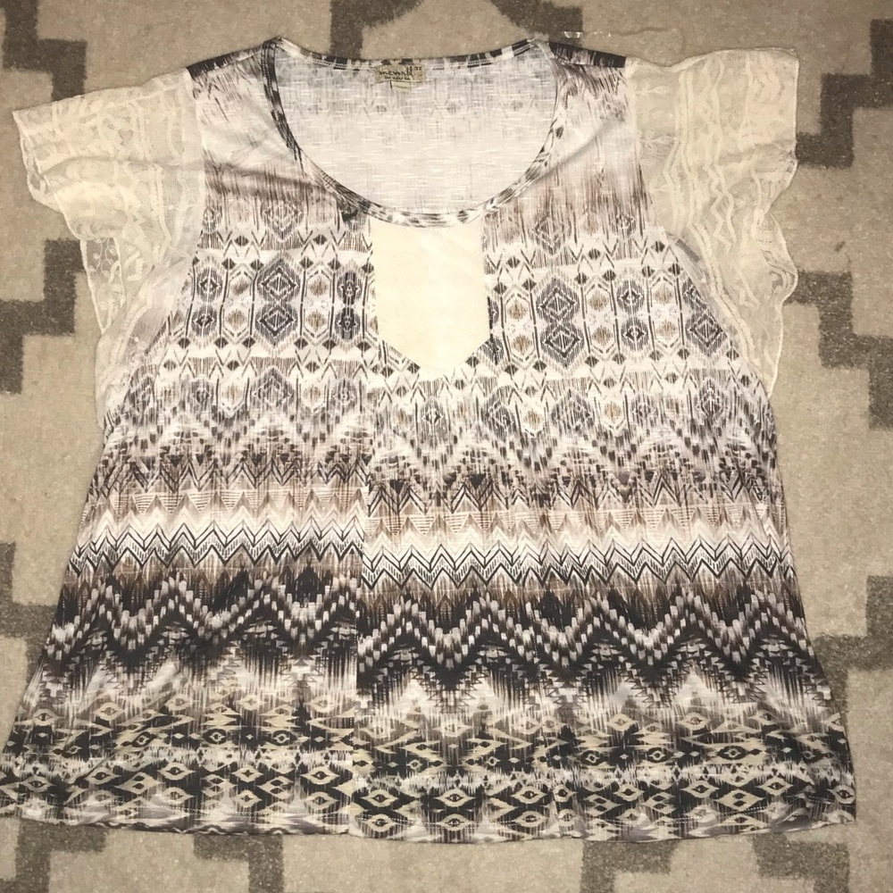 One World - Short Flutter Sleeve Top - Women’s - Plus Size 3X